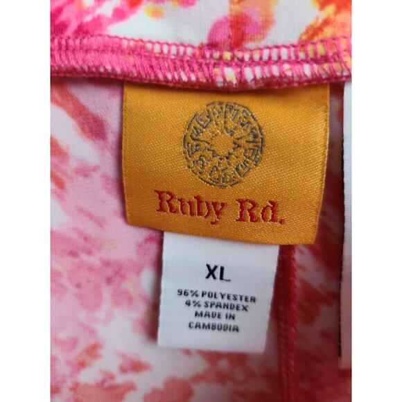 Ruby Rd Womens Solar Flair Skirt XL Orange Pink Abstract Uneven BOHO New - Picture 4 of 6